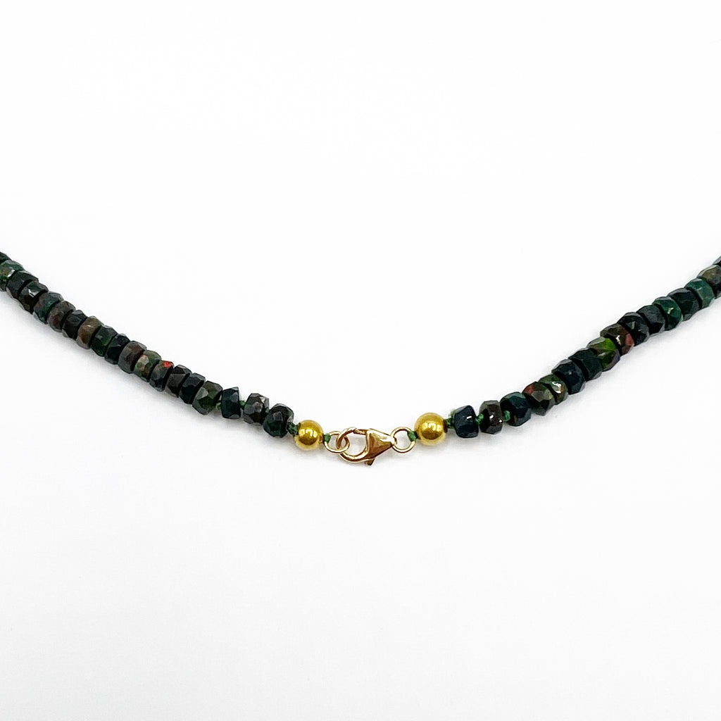 Beaded Black Opal Necklace With 18 Karat Gold Accents