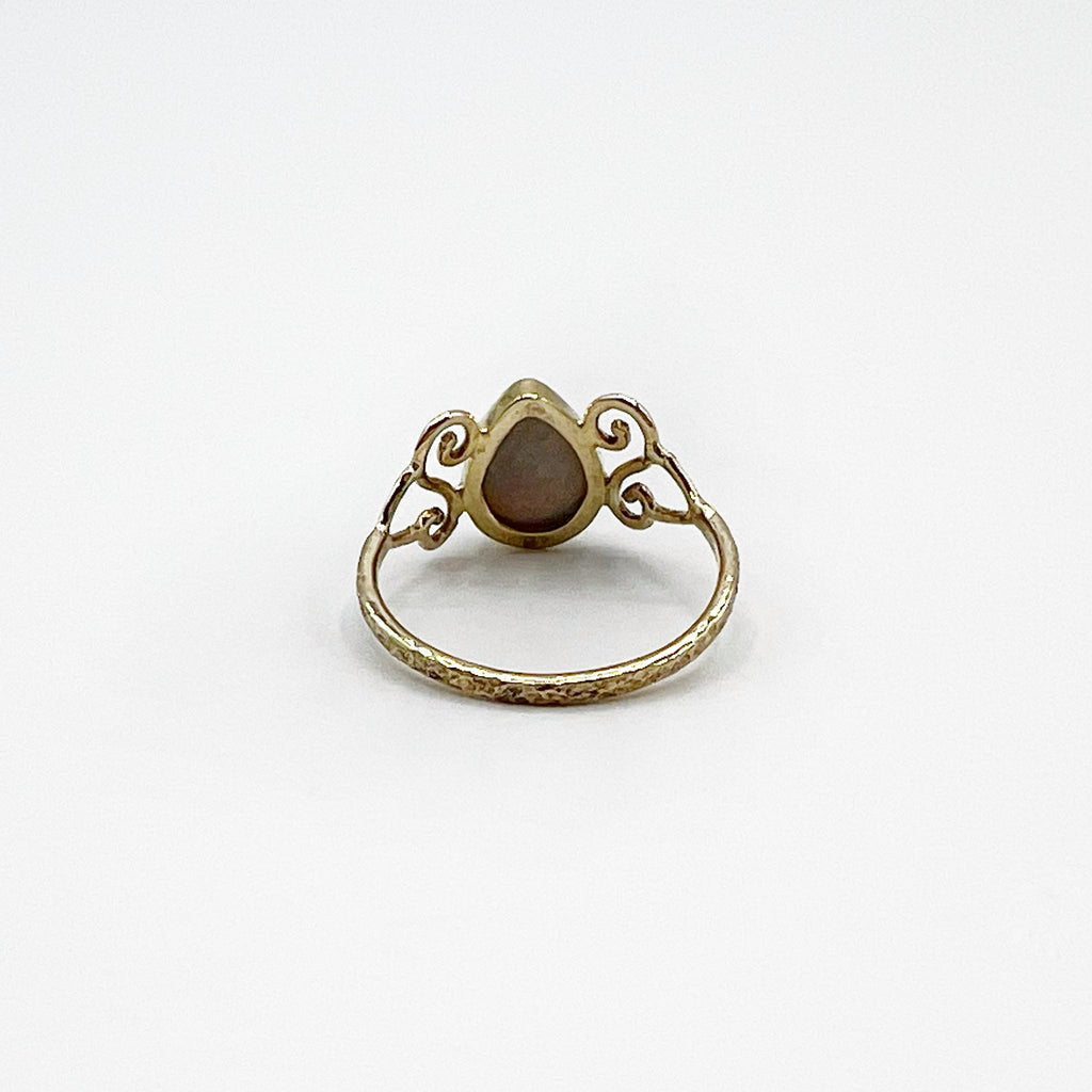 Pear Opal Golden Swirls Ring