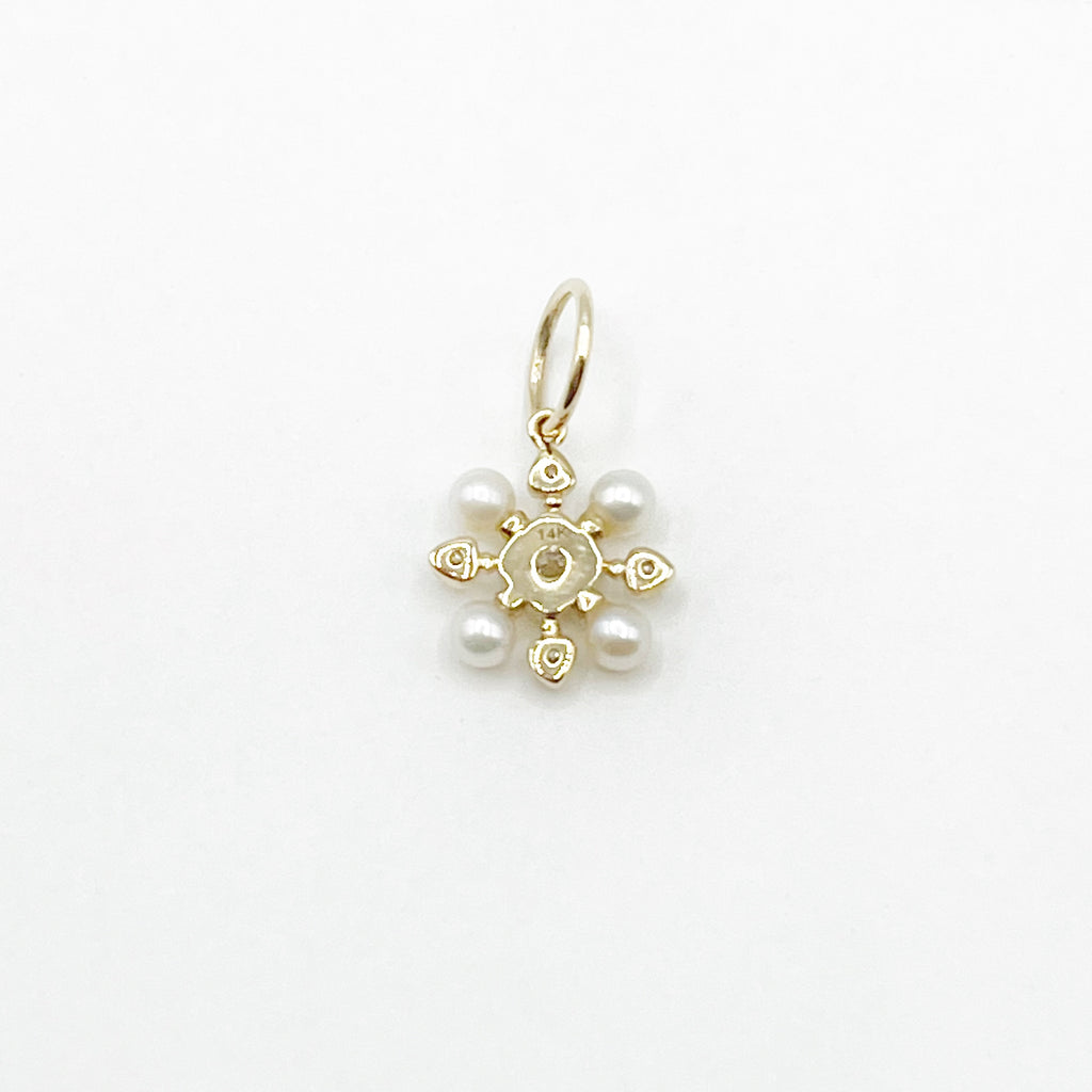 Snowflake Diamond and Pearl Pendant