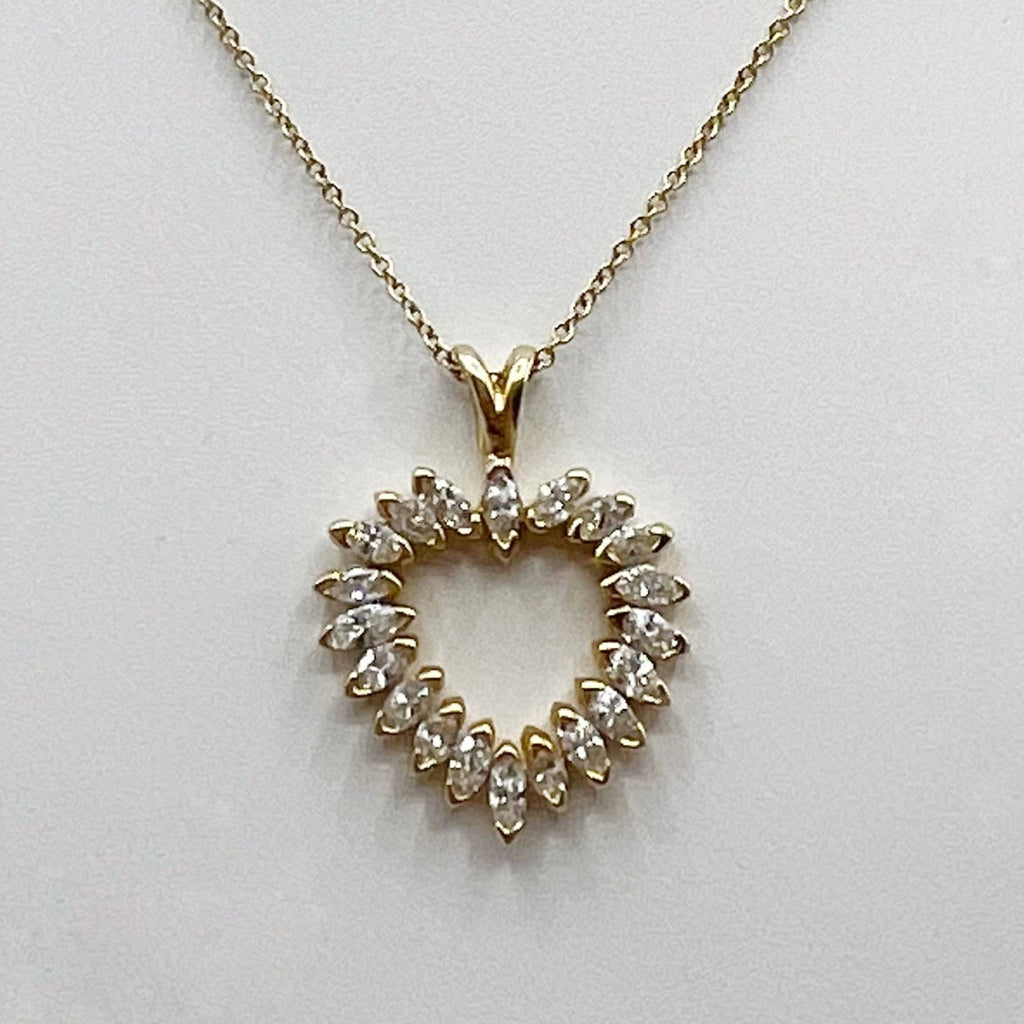 Marquise Diamonds  Heart Pendant