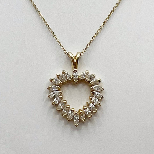 Marquise Diamonds  Heart Pendant