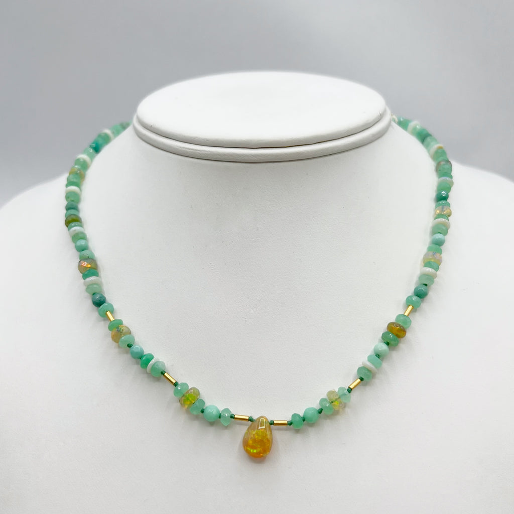 Green Opals with Opal Teardrop necklace