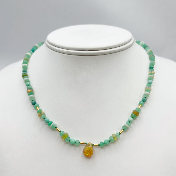 Green Opals with Opal Teardrop necklace