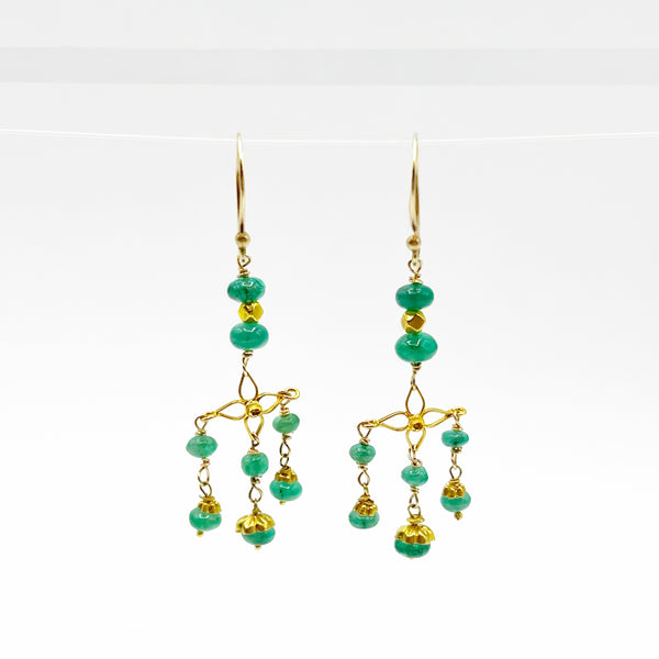 Emerald Filigree Drop Earrings