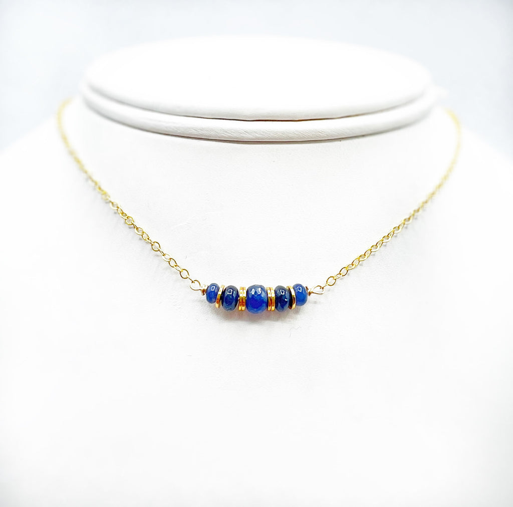 Blue Sapphire Beads on a Golden Chain