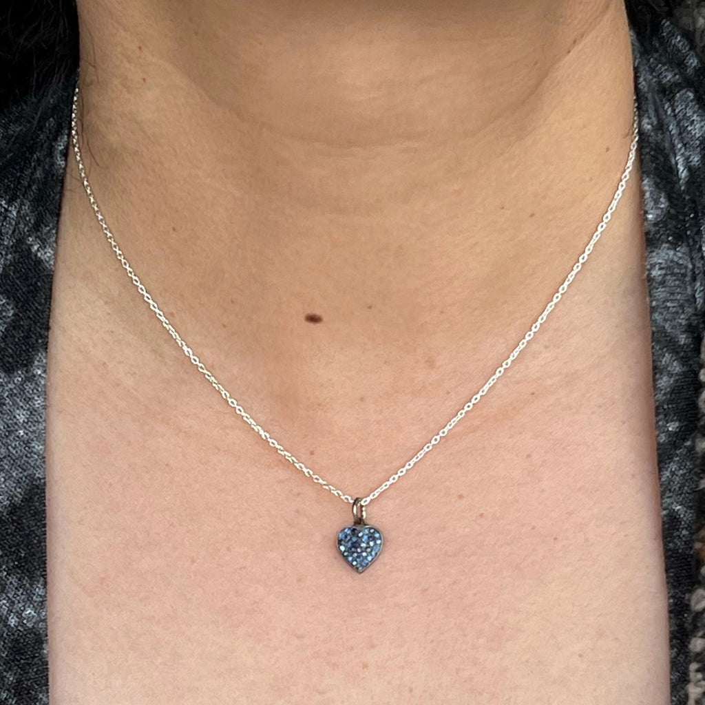 Deep Blue Sapphire Heart Pendant