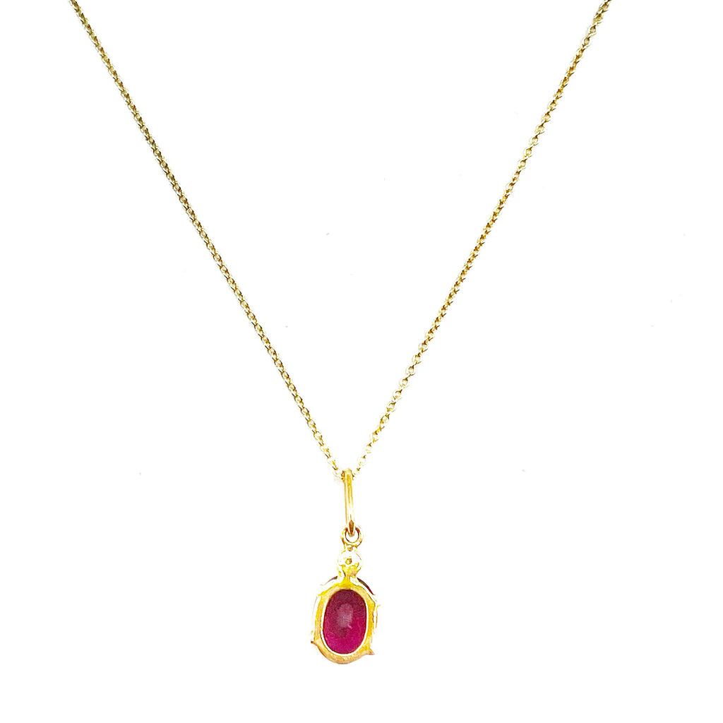 Bright Red Tourmaline with a Diamond Accent