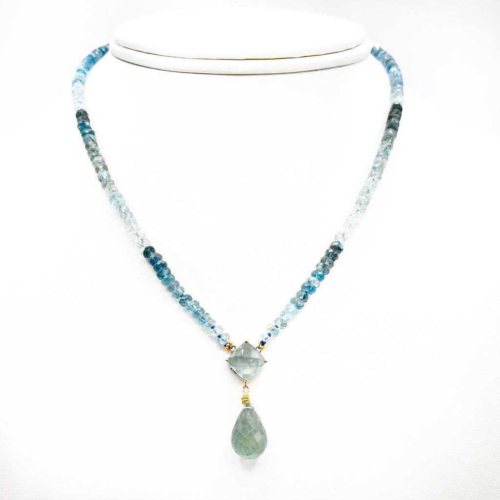 Aquamarine Beads and Briolette Necklace