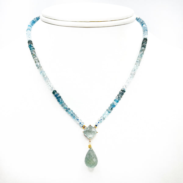 Aquamarine Beads and Briolette Necklace