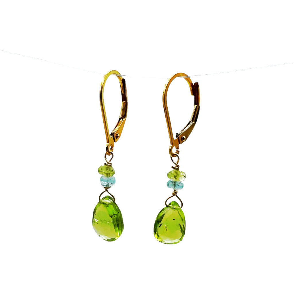 Yellow Gold Peridot Briolettes Earrings