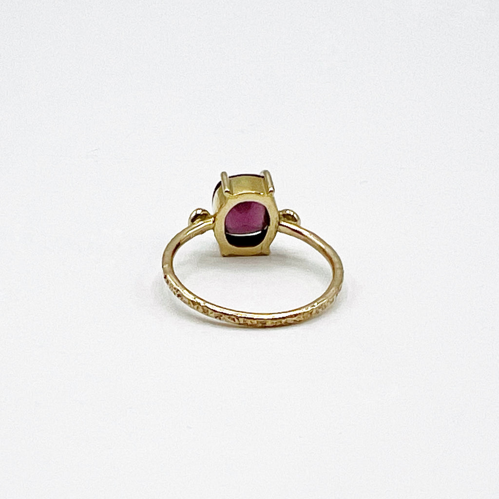 Claret Garnet and Diamonds Hammered Ring