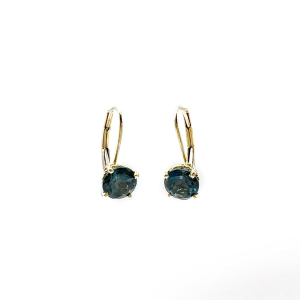 14 Karat Yellow Gold Blue Topaz Drop Earrings