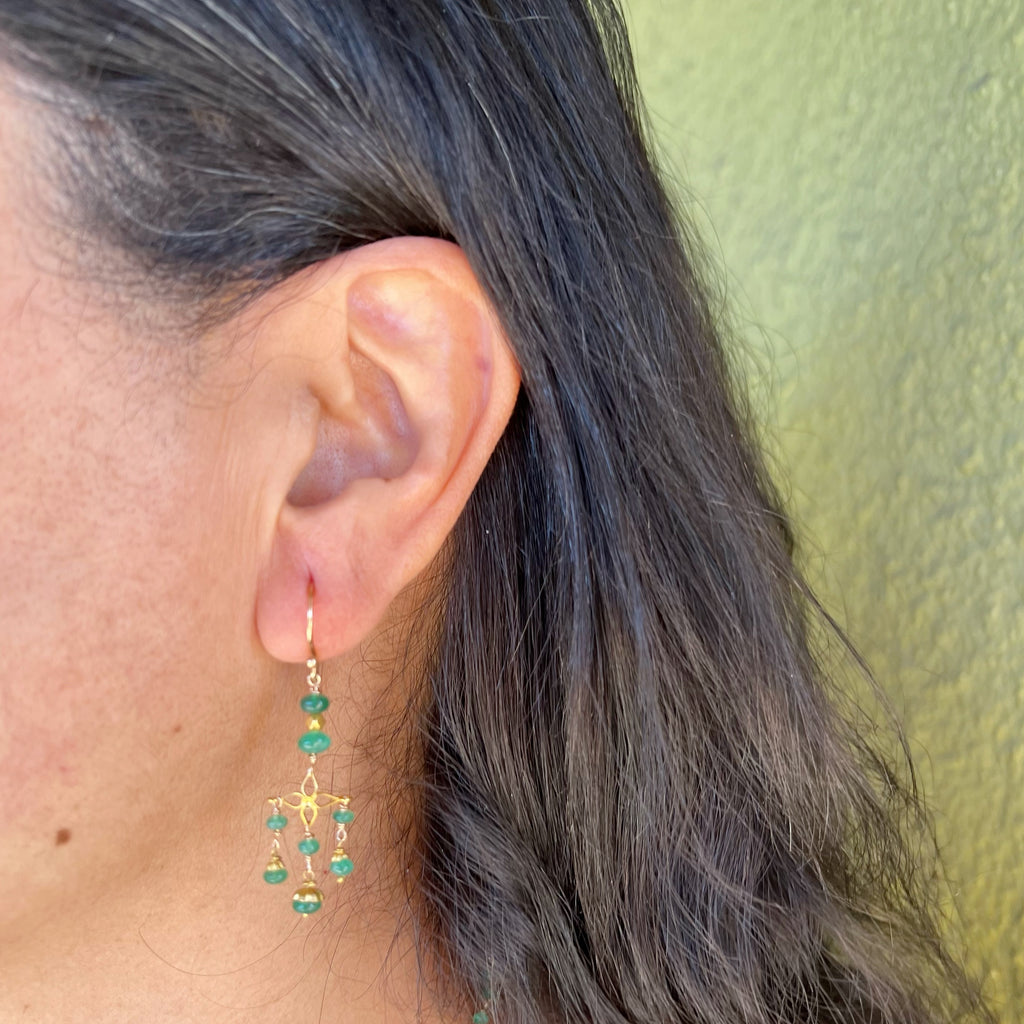 Emerald Filigree Drop Earrings