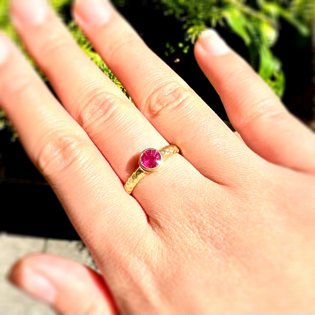 Ruby Bezel Set Solitaire Ring