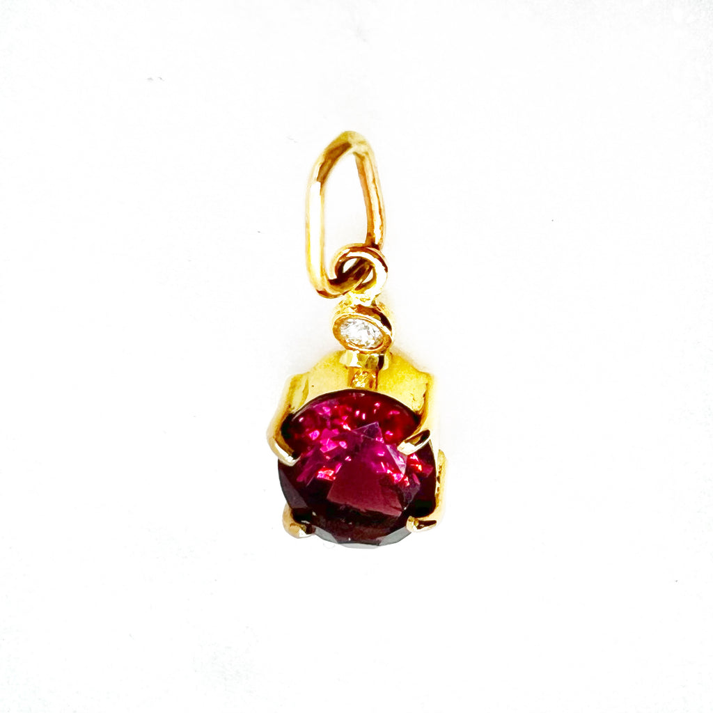 Bright Red Tourmaline with a Diamond Accent