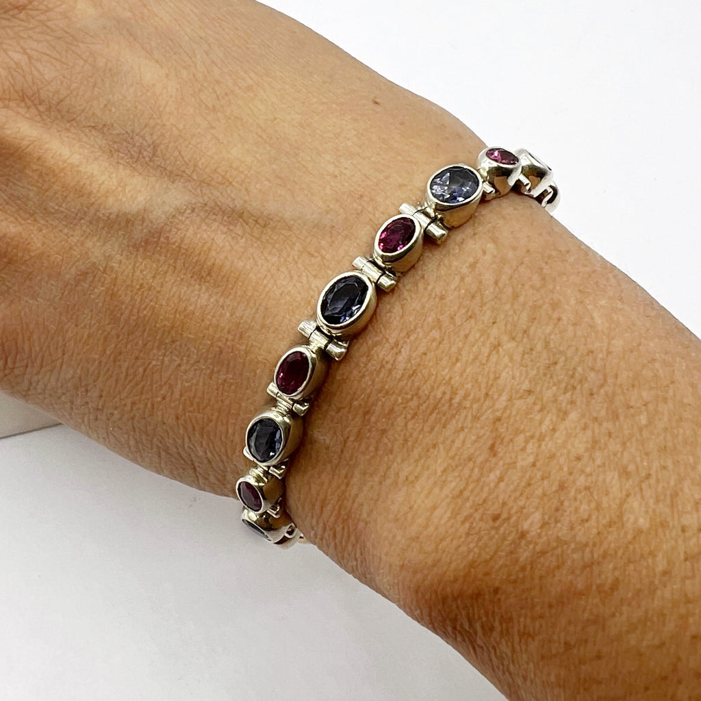 Iolite and Pink Tourmaline Ovals Bracelet