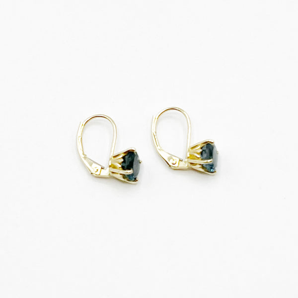 14 Karat Yellow Gold Blue Topaz Drop Earrings