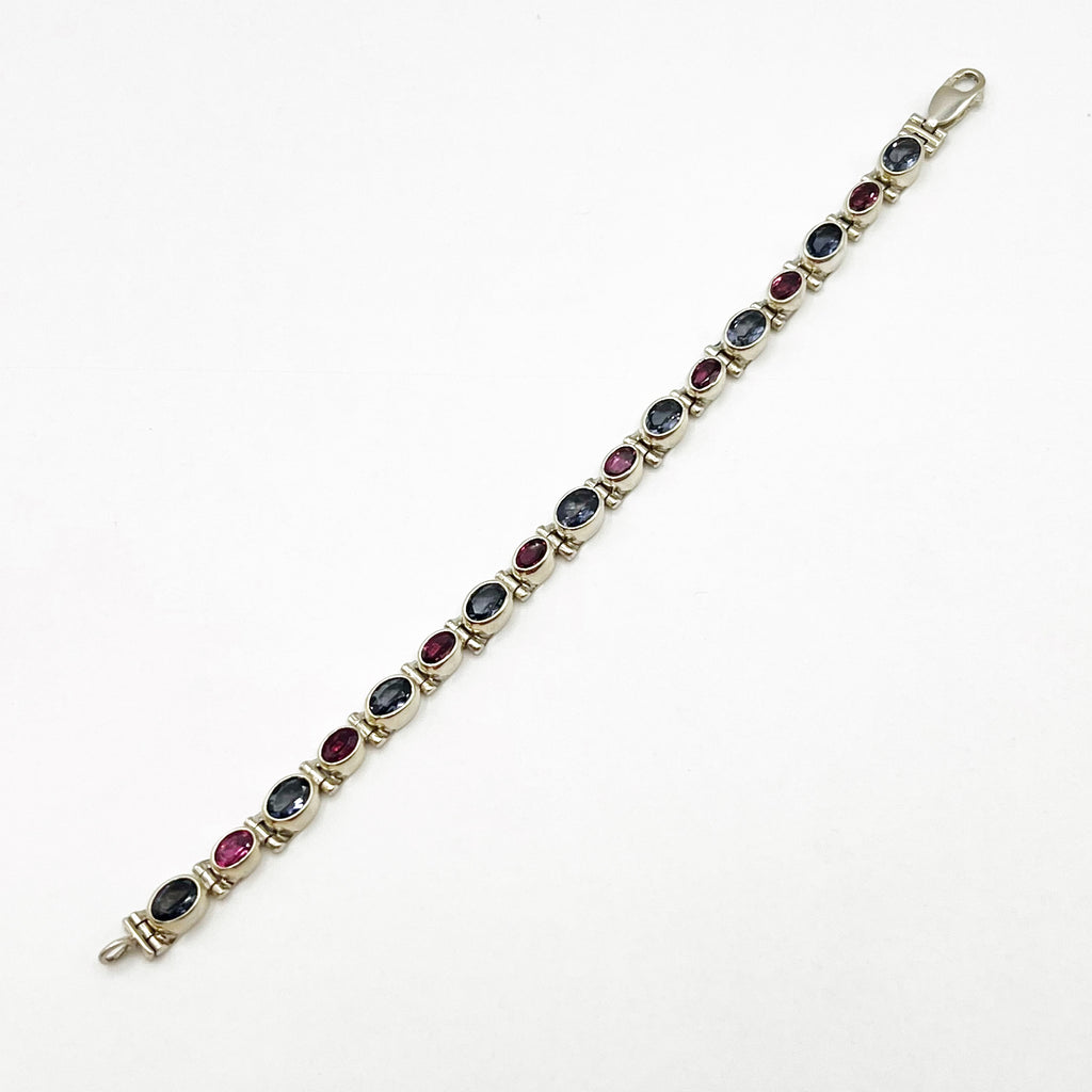 Iolite and Pink Tourmaline Ovals Bracelet