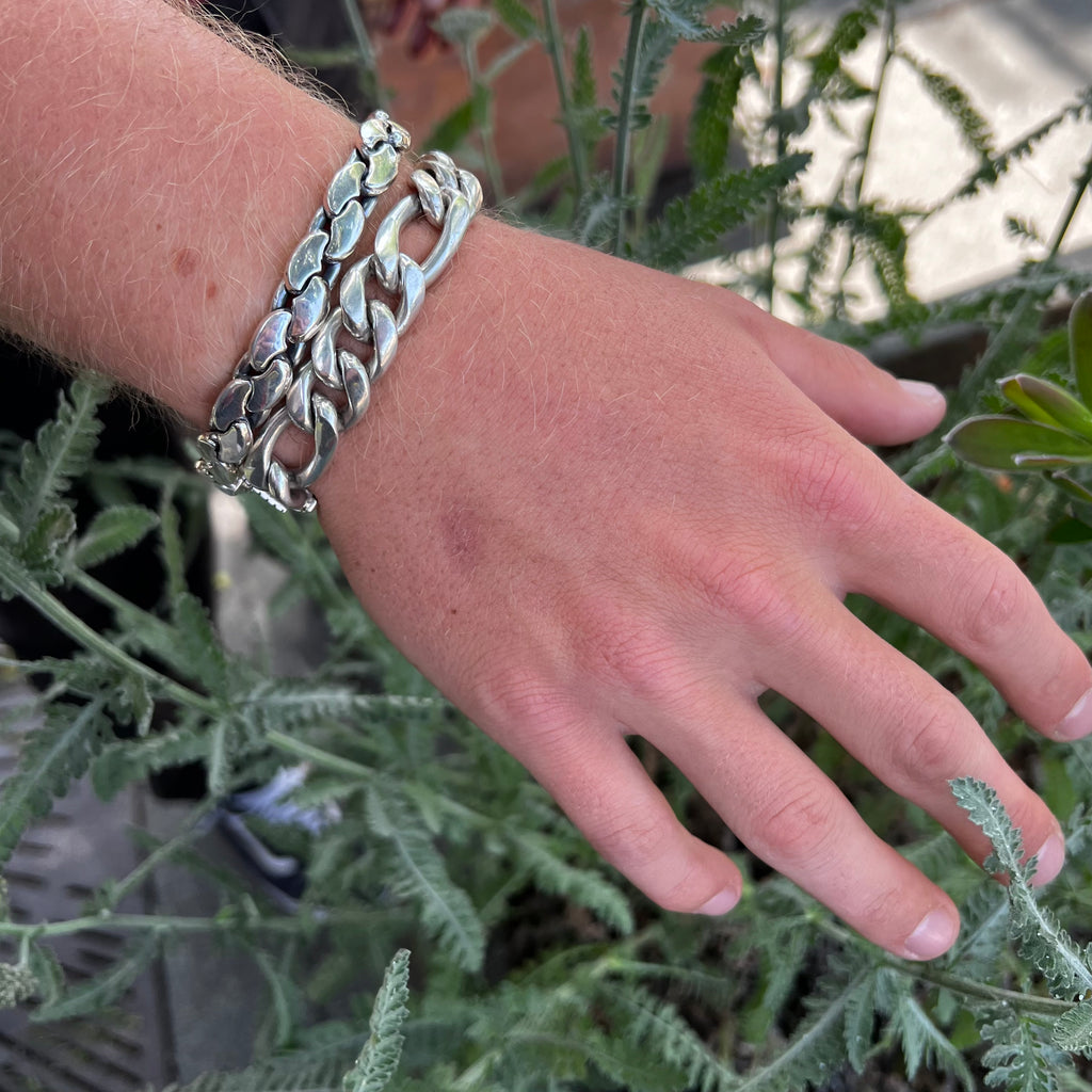 Chunky Men’s Sterling Silver Curb Link Bracelet