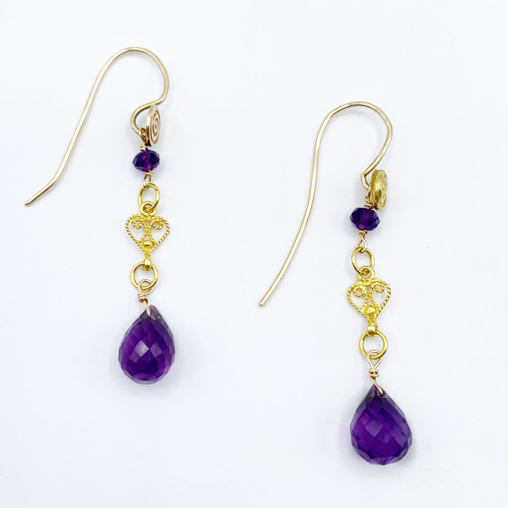 Luscious Purple and Gold Dangles