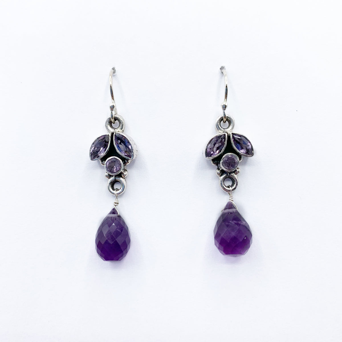 Om Yoga Drop Earrings online in 925 Sterling Silver with Amethyst