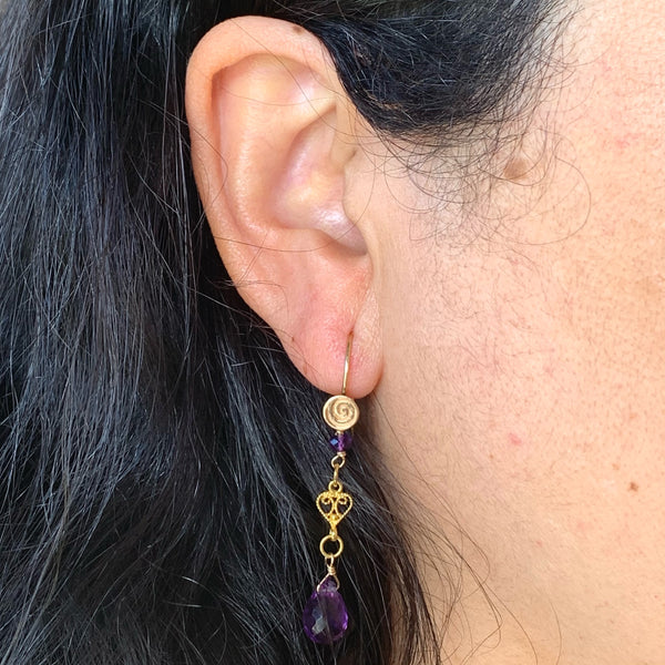 Luscious Purple and Gold Dangles