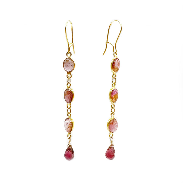 Pink Tourmaline 'Shoulder Duster' Drop Earrings