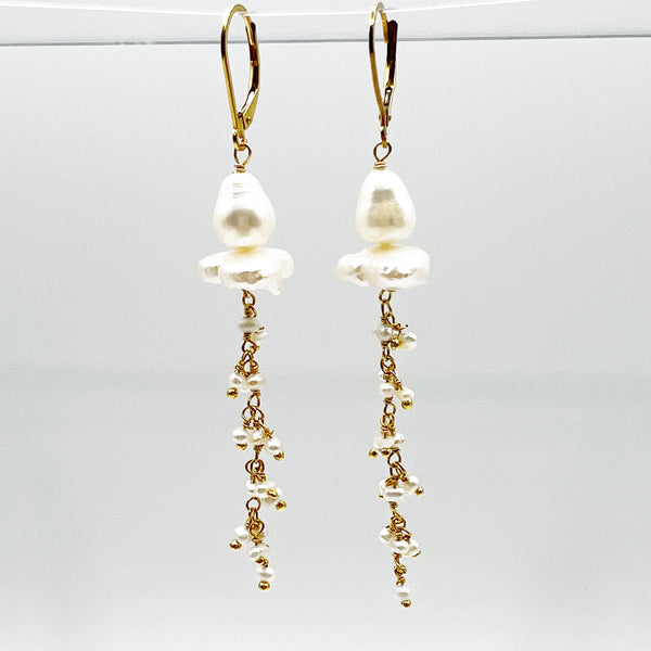 Pearl Squid Tassel Earrings