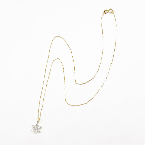 Pave Diamond 14 Karat Yellow Gold Star Necklace